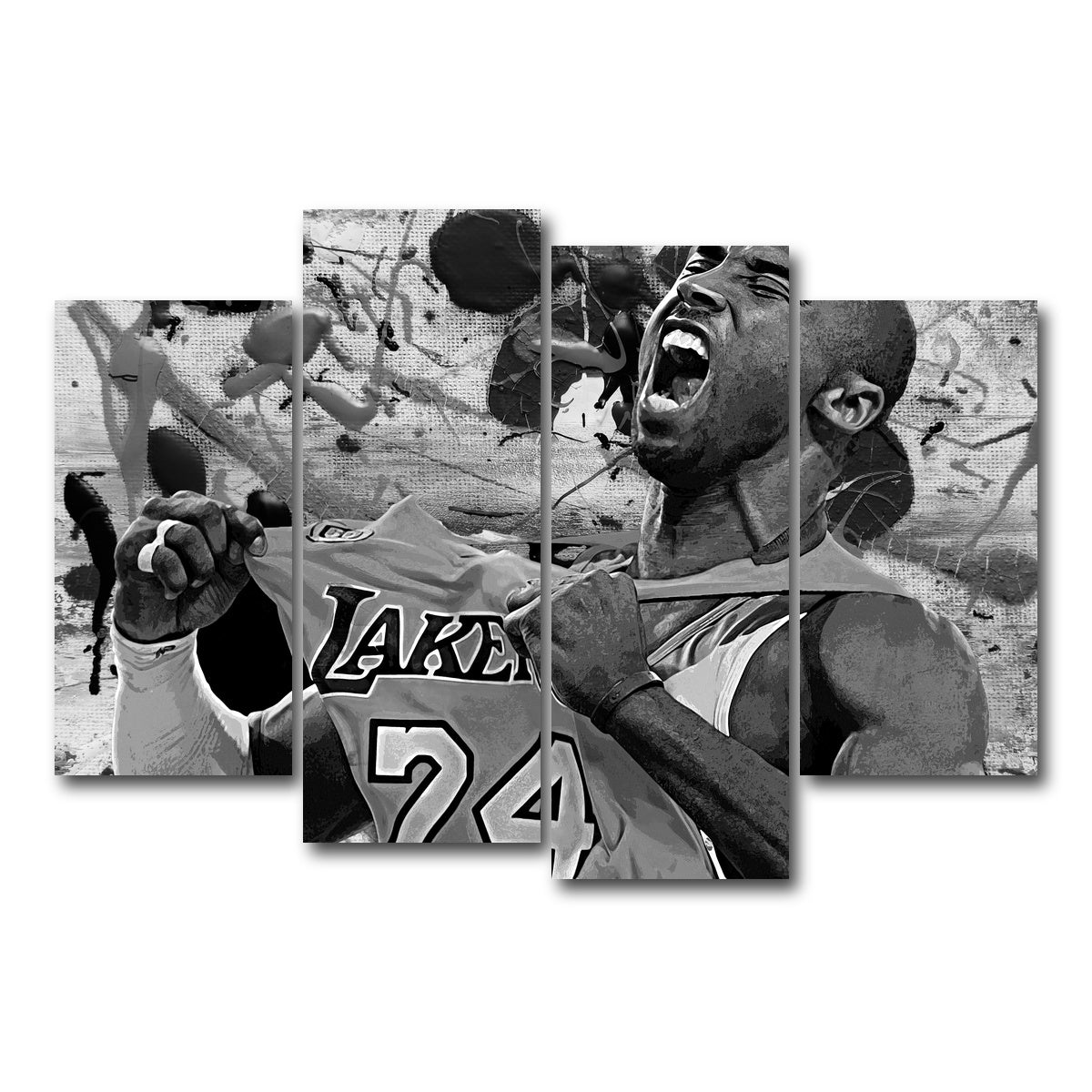 AUTO-MOCKUP WHITE | The Black Mamba Grayscale | 4 Piece | Gallery Wrap Canvas | group=4_short