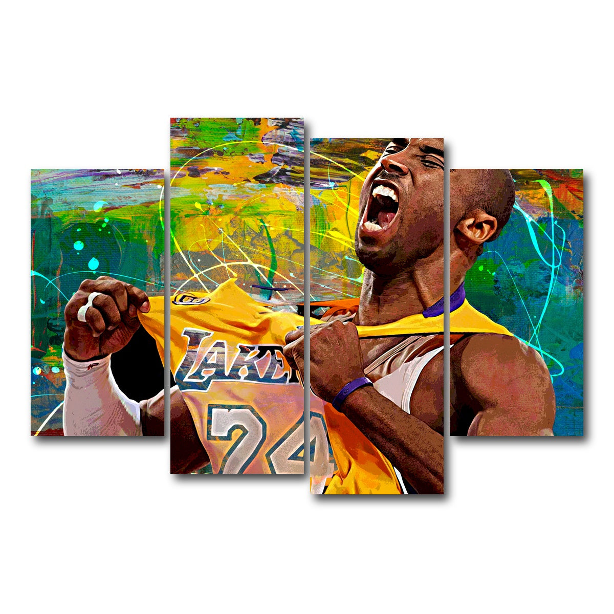 AUTO-MOCKUP WHITE | The Black Mamba Yellow Blend | 4 Piece | Gallery Wrap Canvas | group=4_short