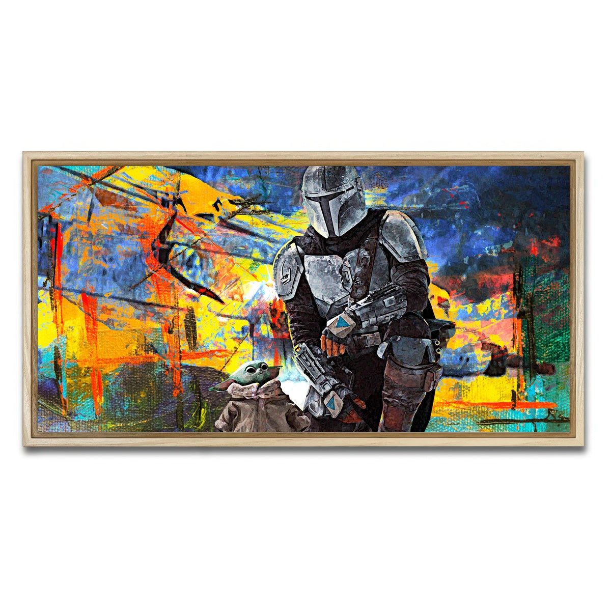 AUTO-MOCKUP WHITE | The Child, The Mandalorian | 1 Piece | Natural Framed Canvas | group=2x1