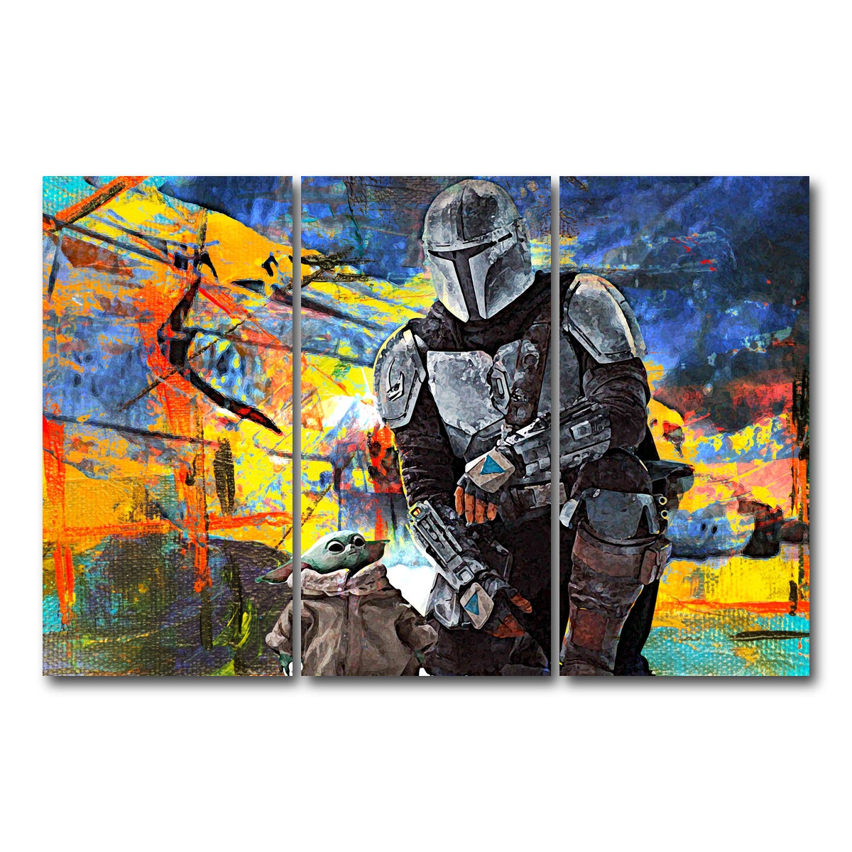 AUTO-MOCKUP WHITE | The Child, The Mandalorian | 3 Piece | Gallery Wrap Canvas | group=12x24