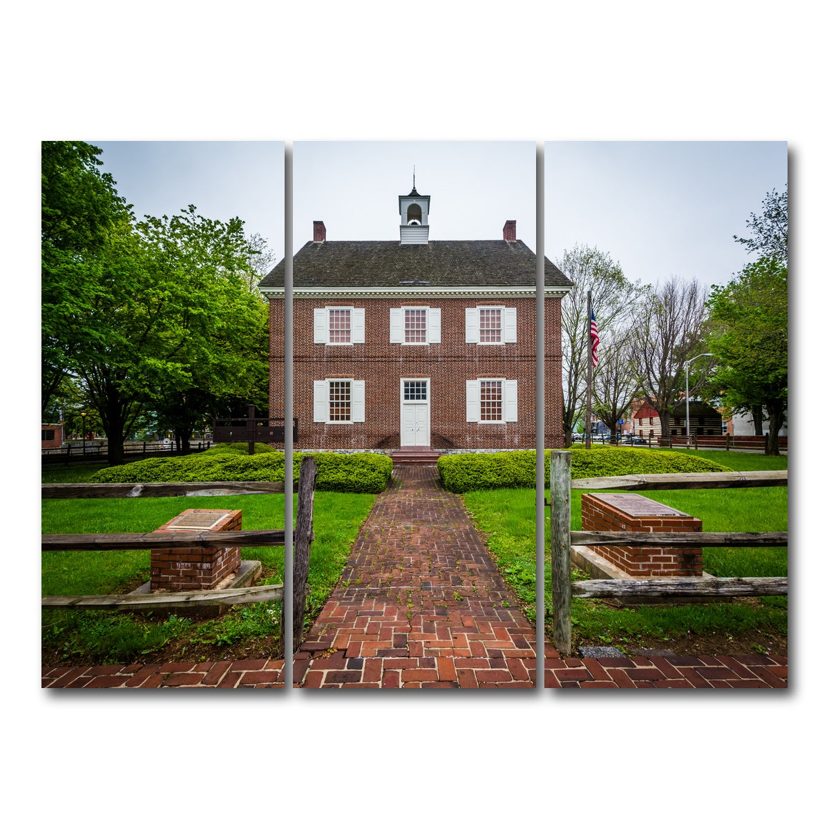 AUTO-MOCKUP WHITE | The Colonial Courthouse | 3 Piece | Gallery Wrap Canvas | group=8x18