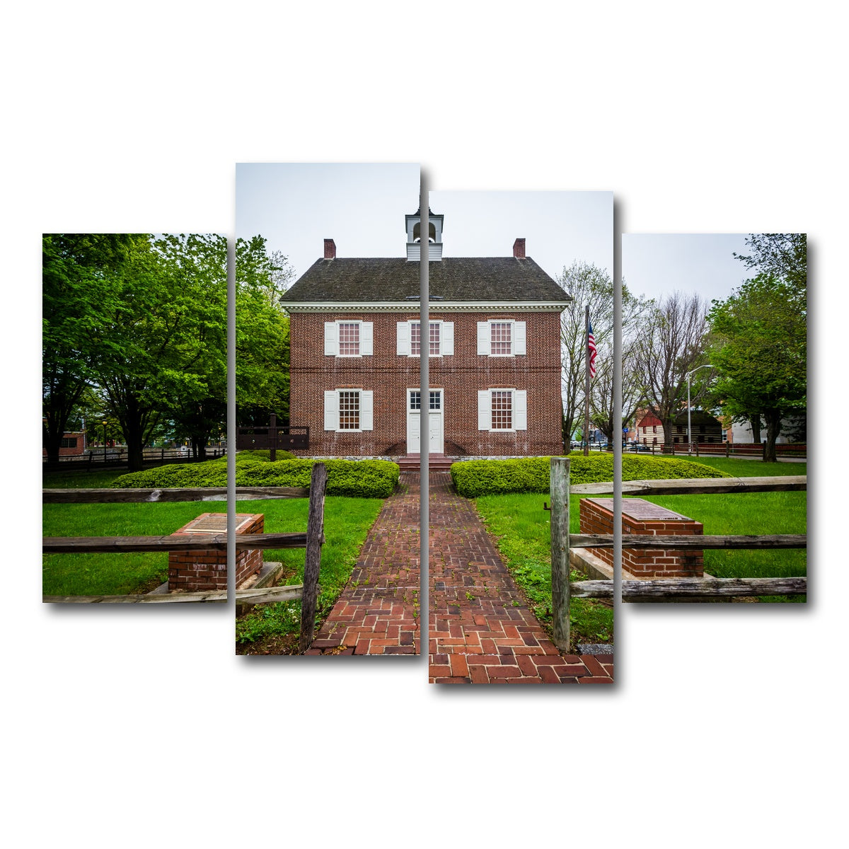 AUTO-MOCKUP WHITE | The Colonial Courthouse | 4 Piece | Gallery Wrap Canvas | group=4_short
