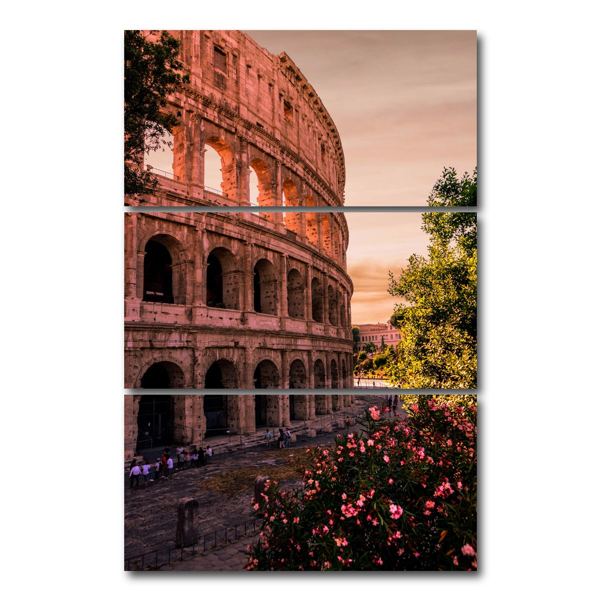 AUTO-MOCKUP WHITE | The Colosseum Roma | 3 Piece | Gallery Wrap Canvas | group=12x24_stacked