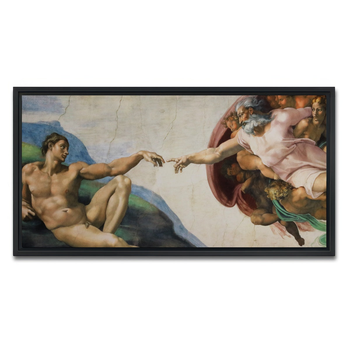 AUTO-MOCKUP WHITE | The Creation of Adam | 1 Piece | Black Framed Canvas | group=2x1