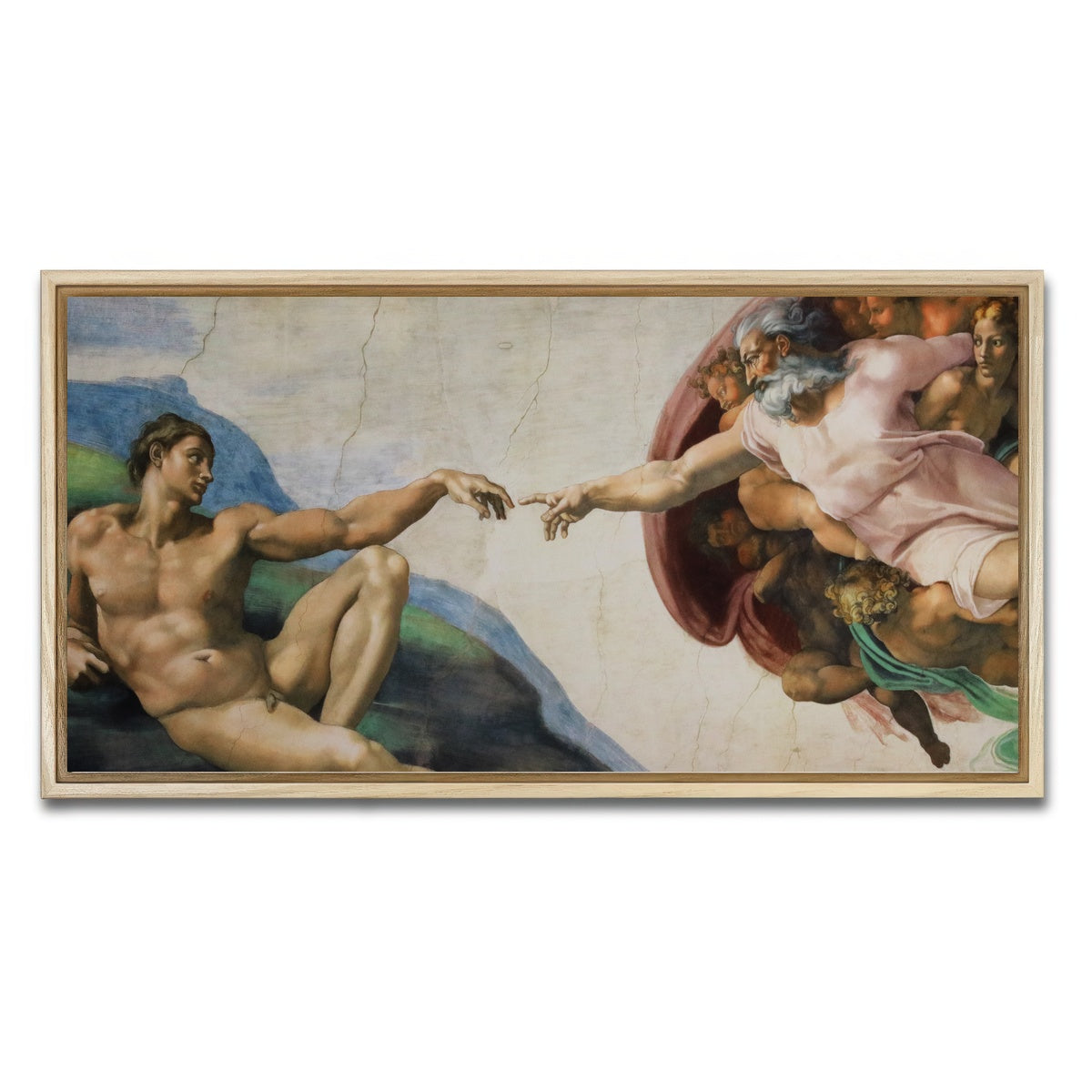 AUTO-MOCKUP WHITE | The Creation of Adam | 1 Piece | Natural Framed Canvas | group=2x1