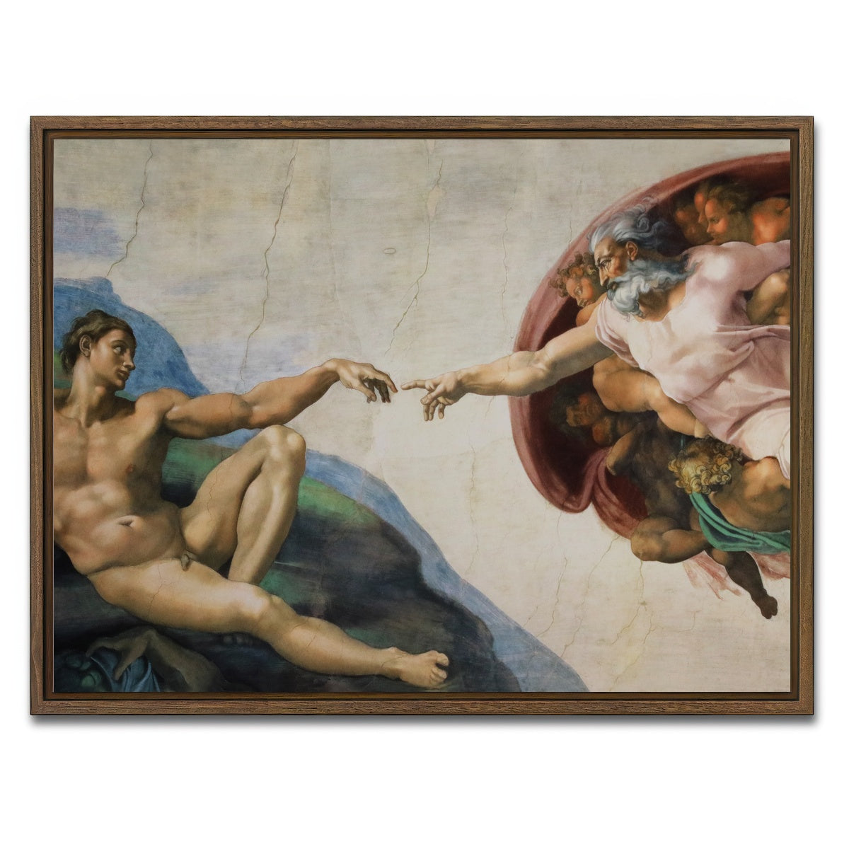 AUTO-MOCKUP WHITE | The Creation of Adam | 1 Piece | Walnut Framed Canvas | group=4x3