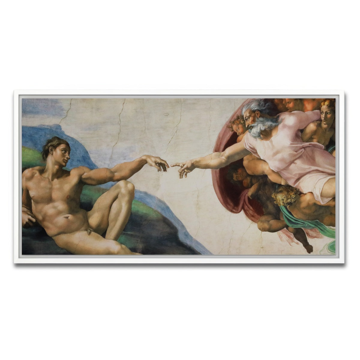 AUTO-MOCKUP WHITE | The Creation of Adam | 1 Piece | White Framed Canvas | group=2x1