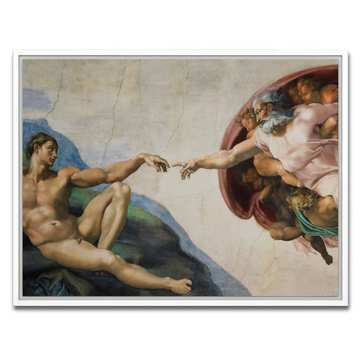 AUTO-MOCKUP WHITE | The Creation of Adam | 1 Piece | White Framed Canvas | group=4x3