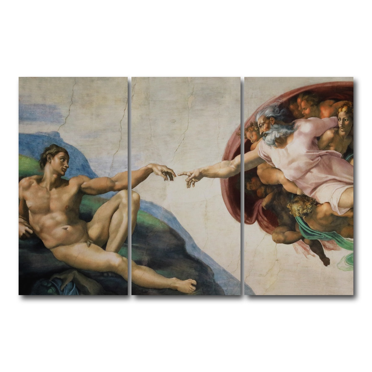 AUTO-MOCKUP WHITE | The Creation of Adam | 3 Piece | Gallery Wrap Canvas | group=12x24