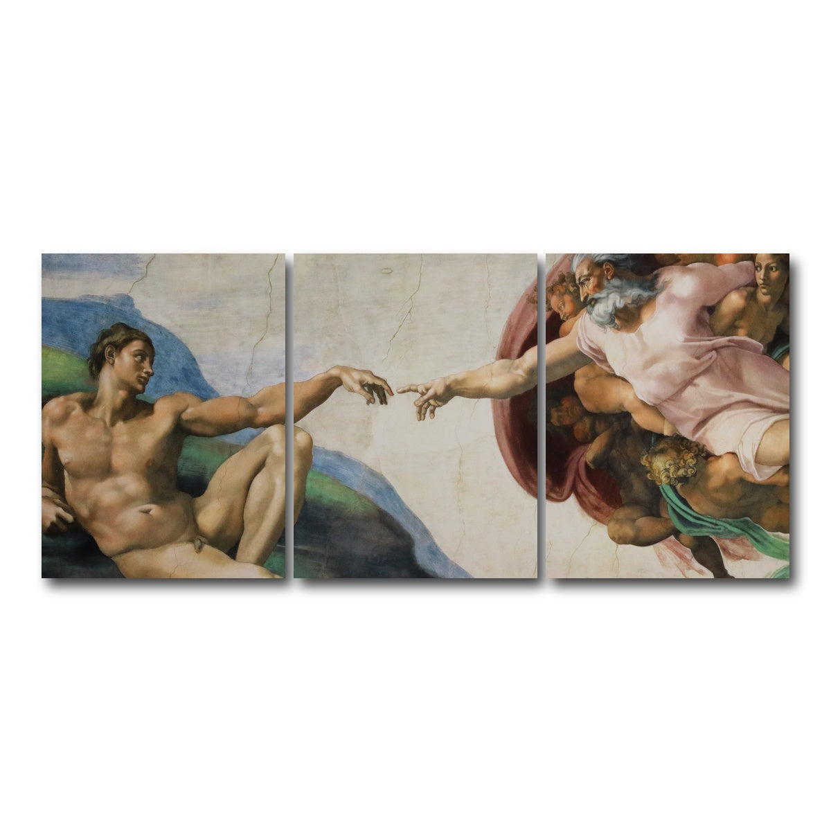 AUTO-MOCKUP WHITE | The Creation of Adam | 3 Piece | Gallery Wrap Canvas | group=18x24