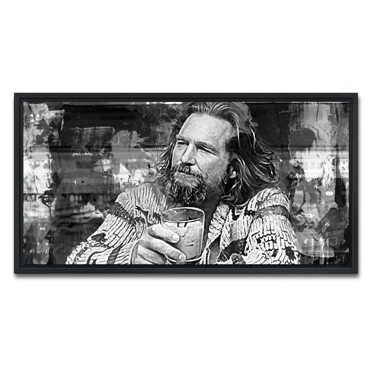 AUTO-MOCKUP WHITE | The Dude Grayscale | 1 Piece | Black Framed Canvas | group=2x1