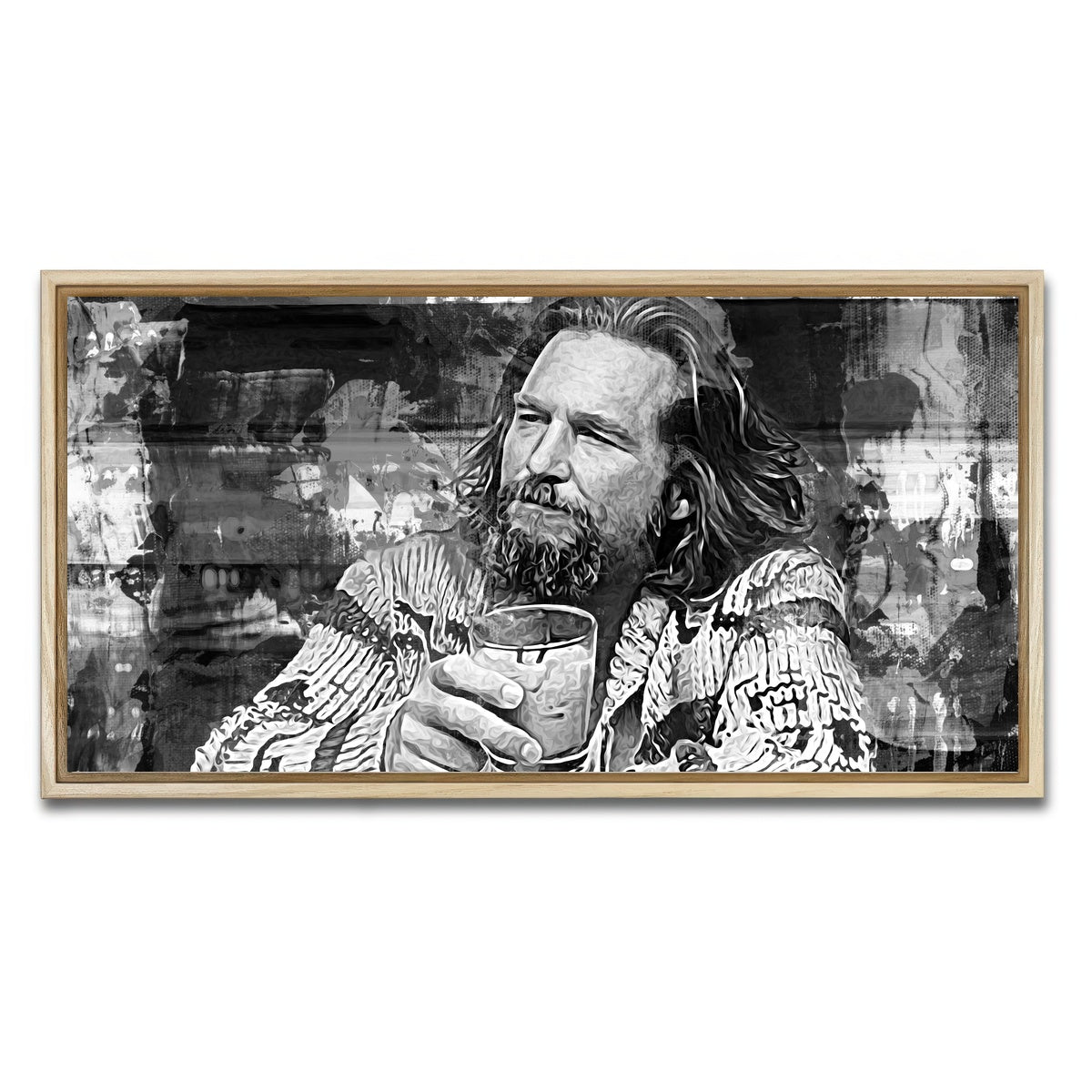 AUTO-MOCKUP WHITE | The Dude Grayscale | 1 Piece | Natural Framed Canvas | group=2x1