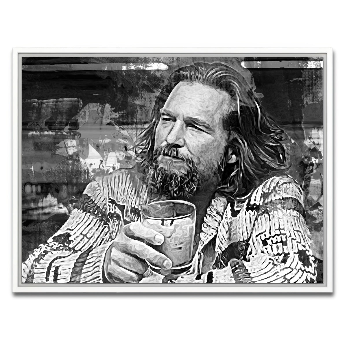 AUTO-MOCKUP WHITE | The Dude Grayscale | 1 Piece | White Framed Canvas | group=4x3