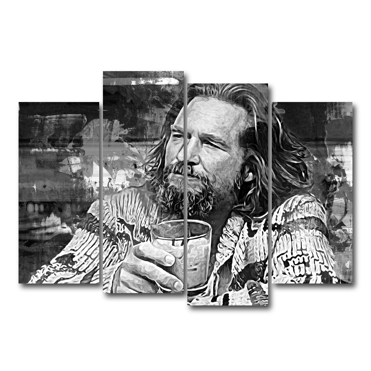 AUTO-MOCKUP WHITE | The Dude Grayscale | 4 Piece | Gallery Wrap Canvas | group=4_normal