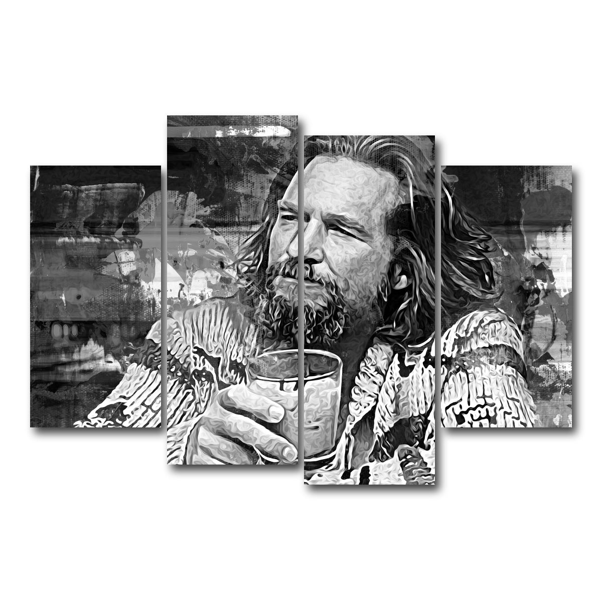 AUTO-MOCKUP WHITE | The Dude Grayscale | 4 Piece | Gallery Wrap Canvas | group=4_short