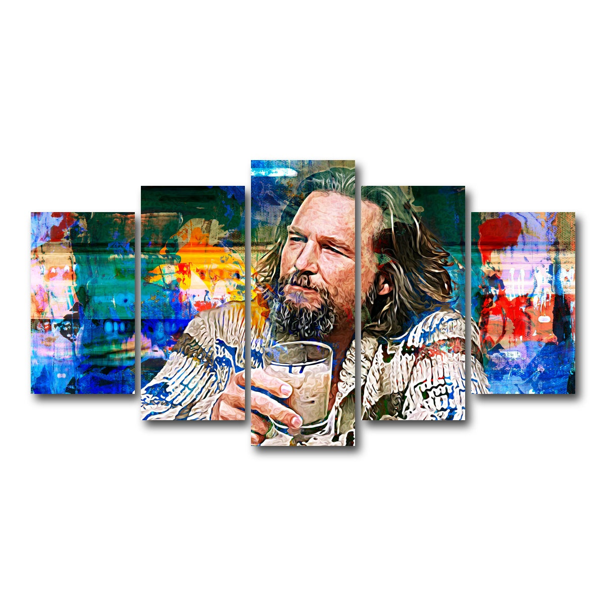 AUTO-MOCKUP WHITE | The Dude Vintage Blue | 5 Piece | Gallery Wrap Canvas | group=5_normal