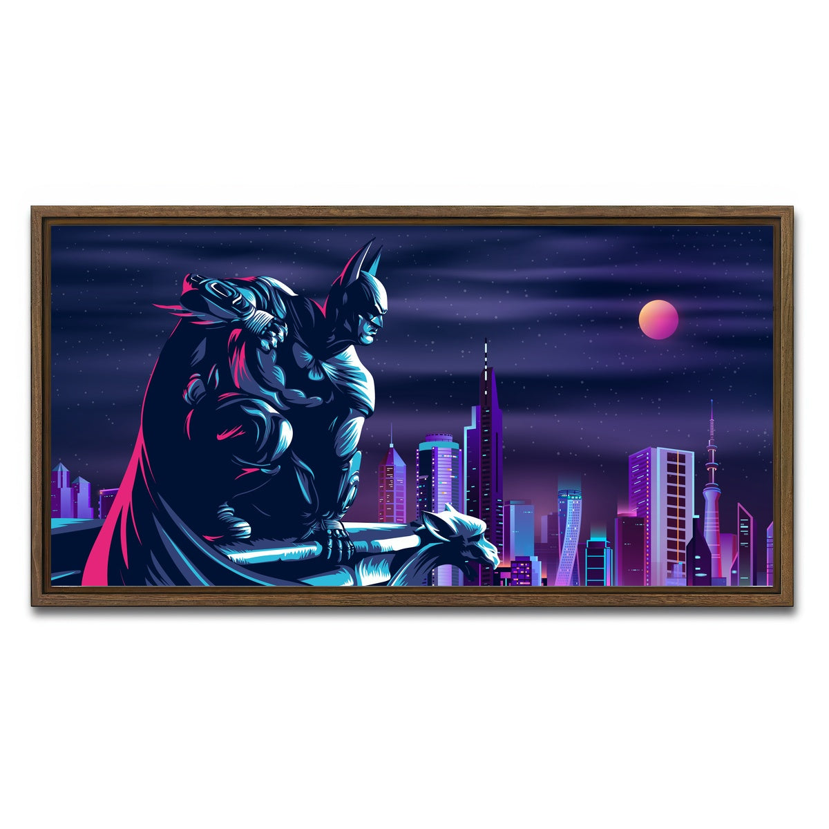 AUTO-MOCKUP WHITE | The Fearless Batman | 1 Piece | Walnut Framed Canvas | group=2x1