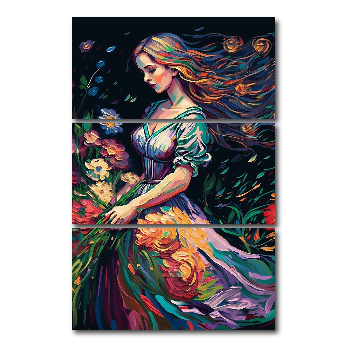 AUTO-MOCKUP WHITE | The Florists Dream | 3 Piece | Gallery Wrap Canvas | group=12x24_stacked