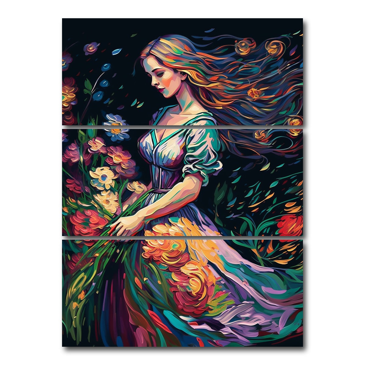 AUTO-MOCKUP WHITE | The Florists Dream | 3 Piece | Gallery Wrap Canvas | group=8x18_stacked