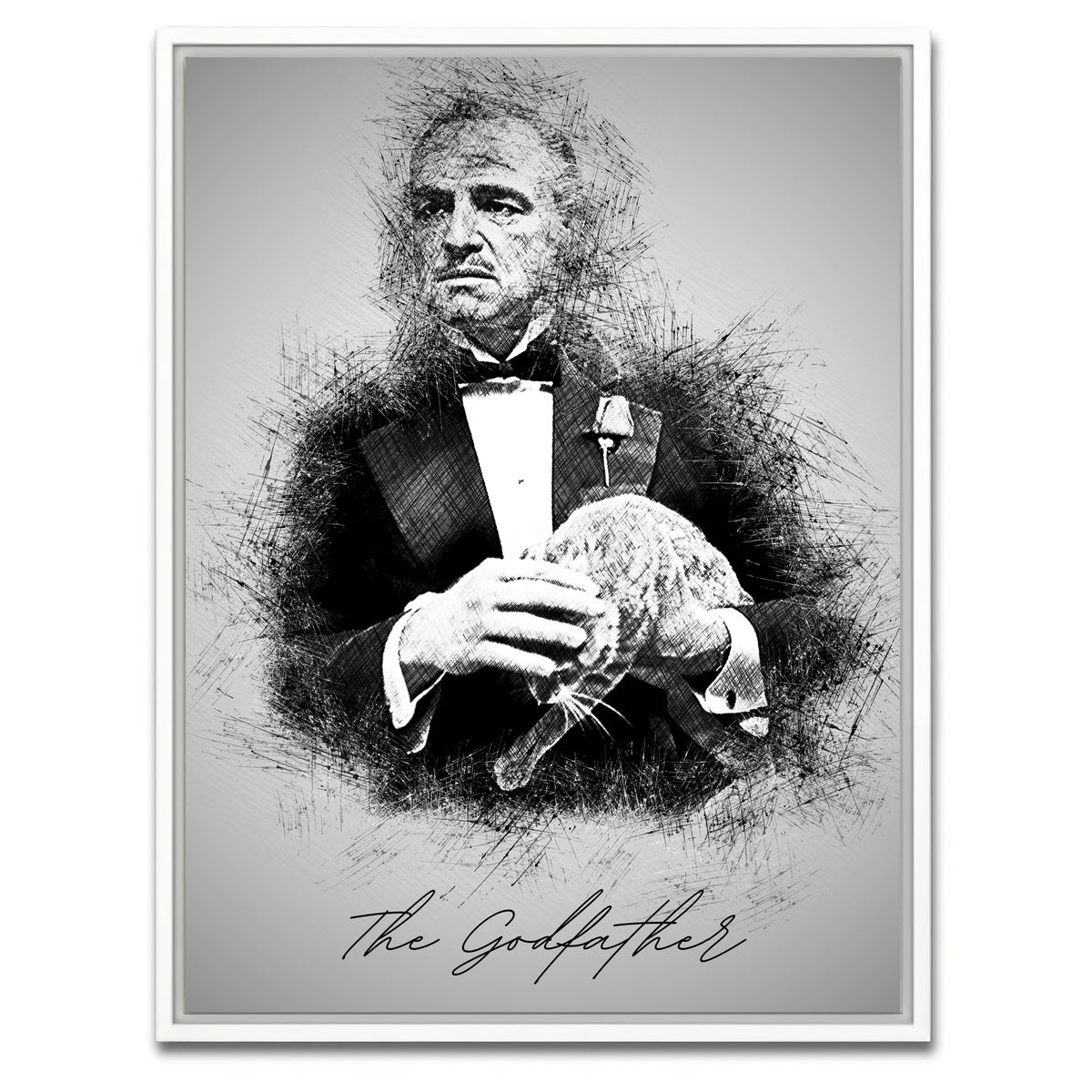 AUTO-MOCKUP WHITE | The Godfather Sketch | 1 Piece | White Framed Canvas | group=3x4