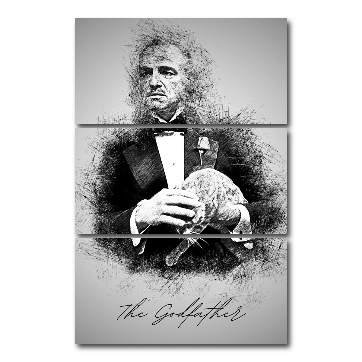 AUTO-MOCKUP WHITE | The Godfather Sketch | 3 Piece | Gallery Wrap Canvas | group=12x24_stacked