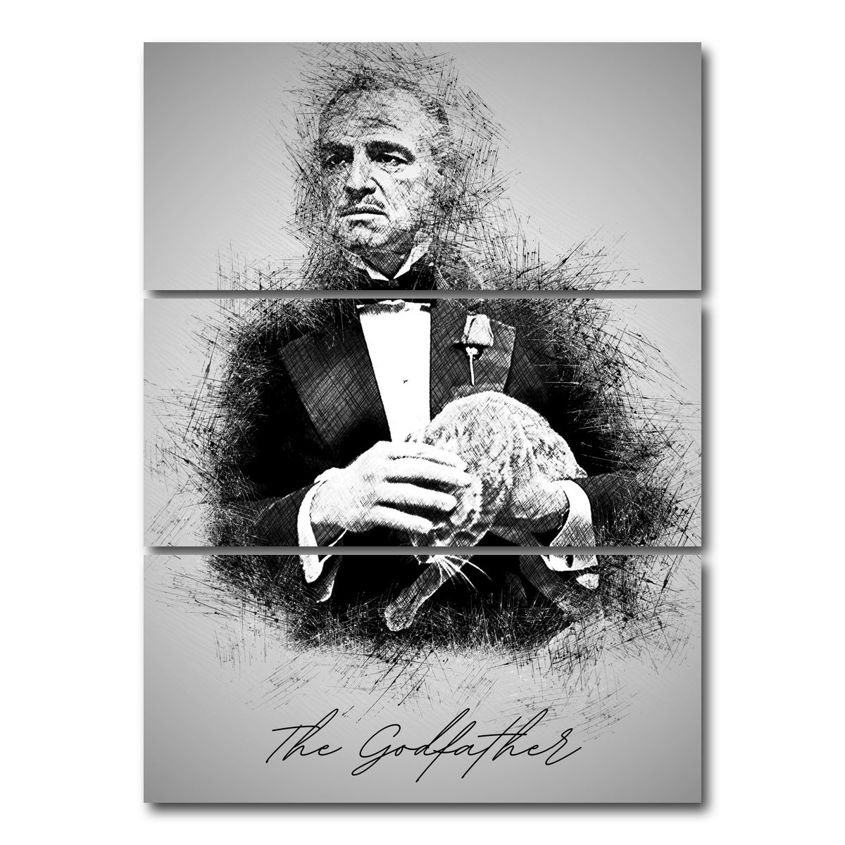AUTO-MOCKUP WHITE | The Godfather Sketch | 3 Piece | Gallery Wrap Canvas | group=8x18_stacked