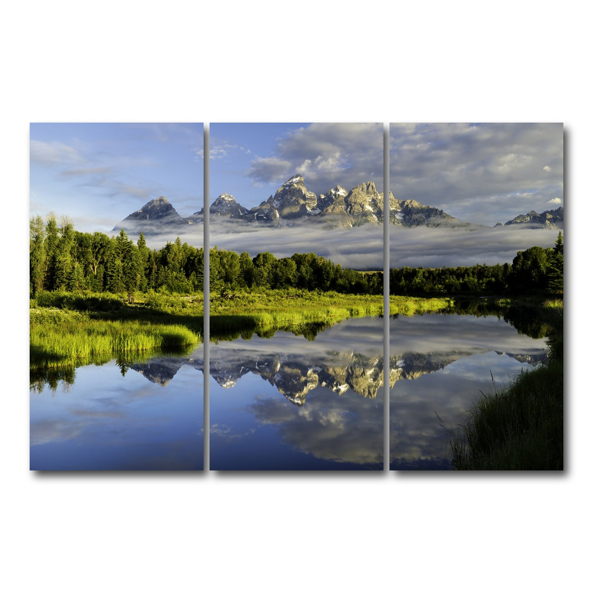 AUTO-MOCKUP WHITE | The Grand Tetons | 3 Piece | Gallery Wrap Canvas | group=12x24