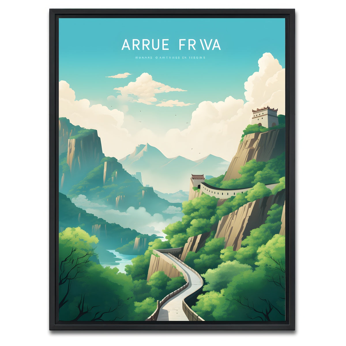 AUTO-MOCKUP WHITE | The Great Wall of China | 1 Piece | Black Framed Canvas | group=3x4