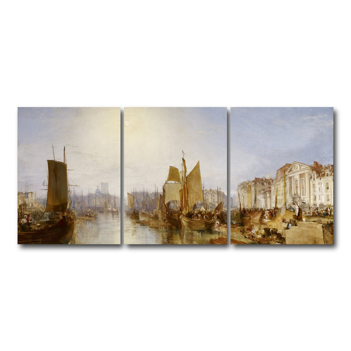 AUTO-MOCKUP WHITE | The Harbor of Dieppe | 3 Piece | Gallery Wrap Canvas | group=18x24