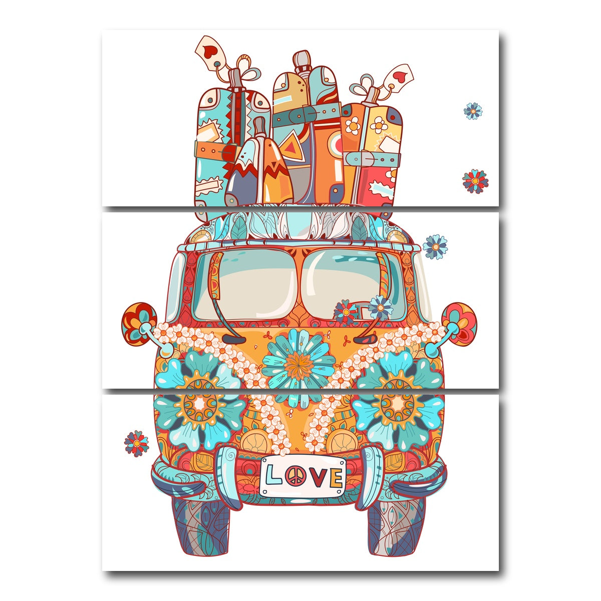 AUTO-MOCKUP WHITE | The Love Bus | 3 Piece | Gallery Wrap Canvas | group=8x18_stacked