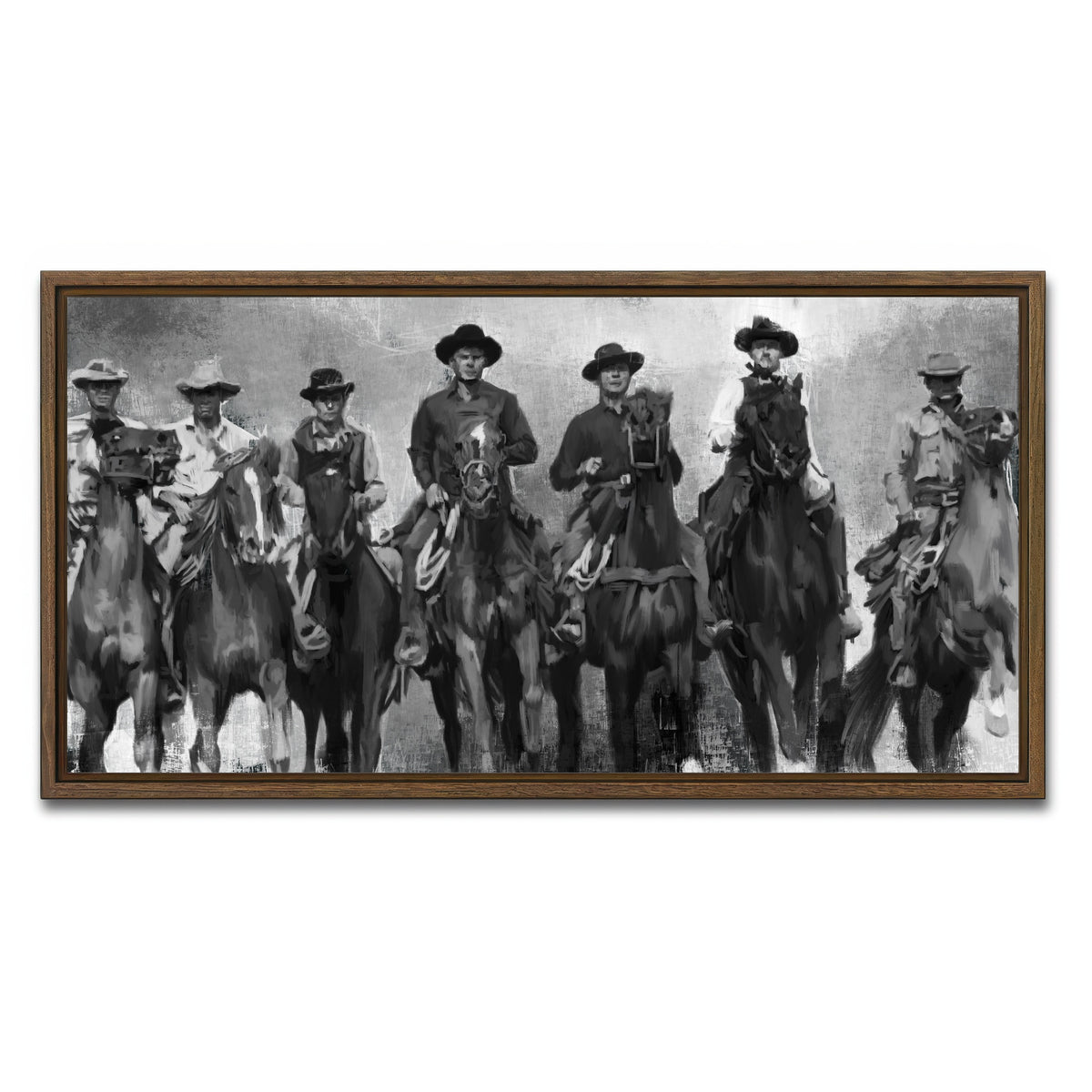 AUTO-MOCKUP WHITE | The Magnificent Seven Horses | 1 Piece | Walnut Framed Canvas | group=2x1