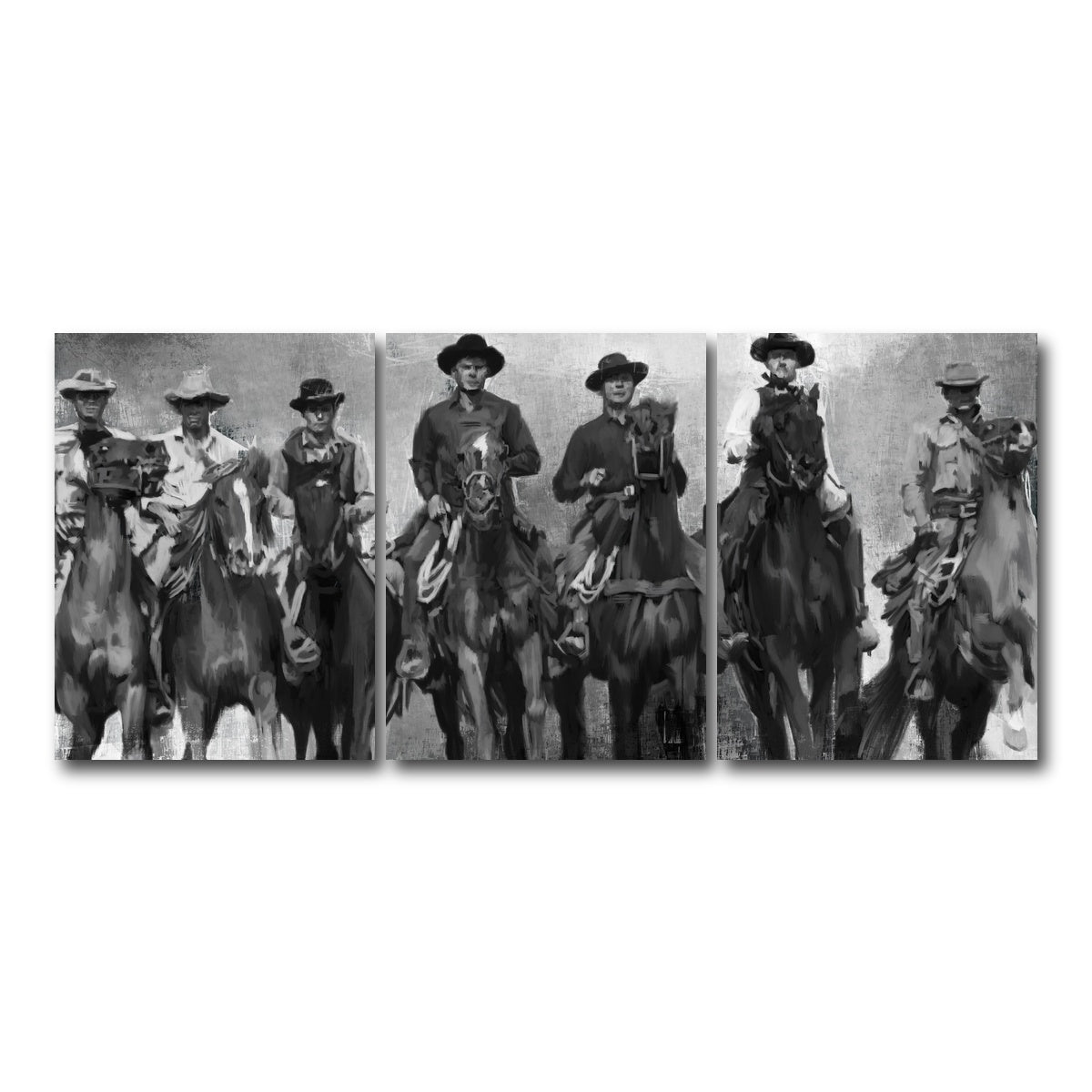 AUTO-MOCKUP WHITE | The Magnificent Seven Horses | 3 Piece | Gallery Wrap Canvas | group=18x24