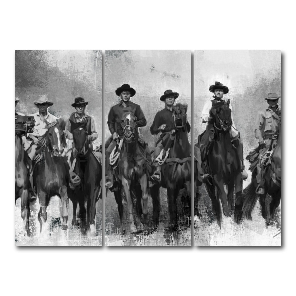 AUTO-MOCKUP WHITE | The Magnificent Seven Horses | 3 Piece | Gallery Wrap Canvas | group=8x18