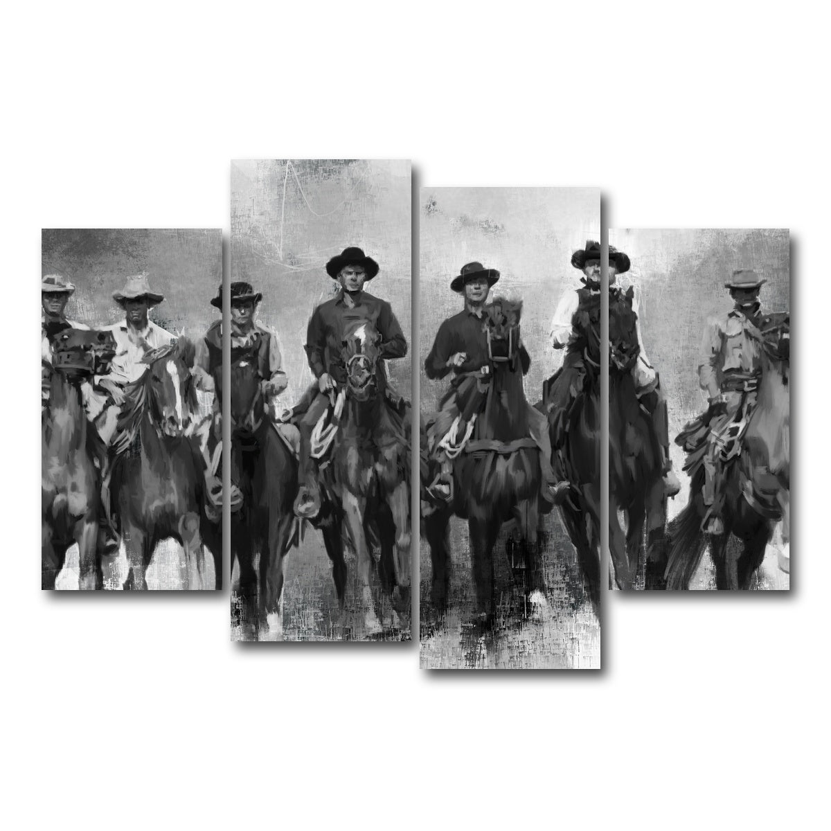 AUTO-MOCKUP WHITE | The Magnificent Seven Horses | 4 Piece | Gallery Wrap Canvas | group=4_short