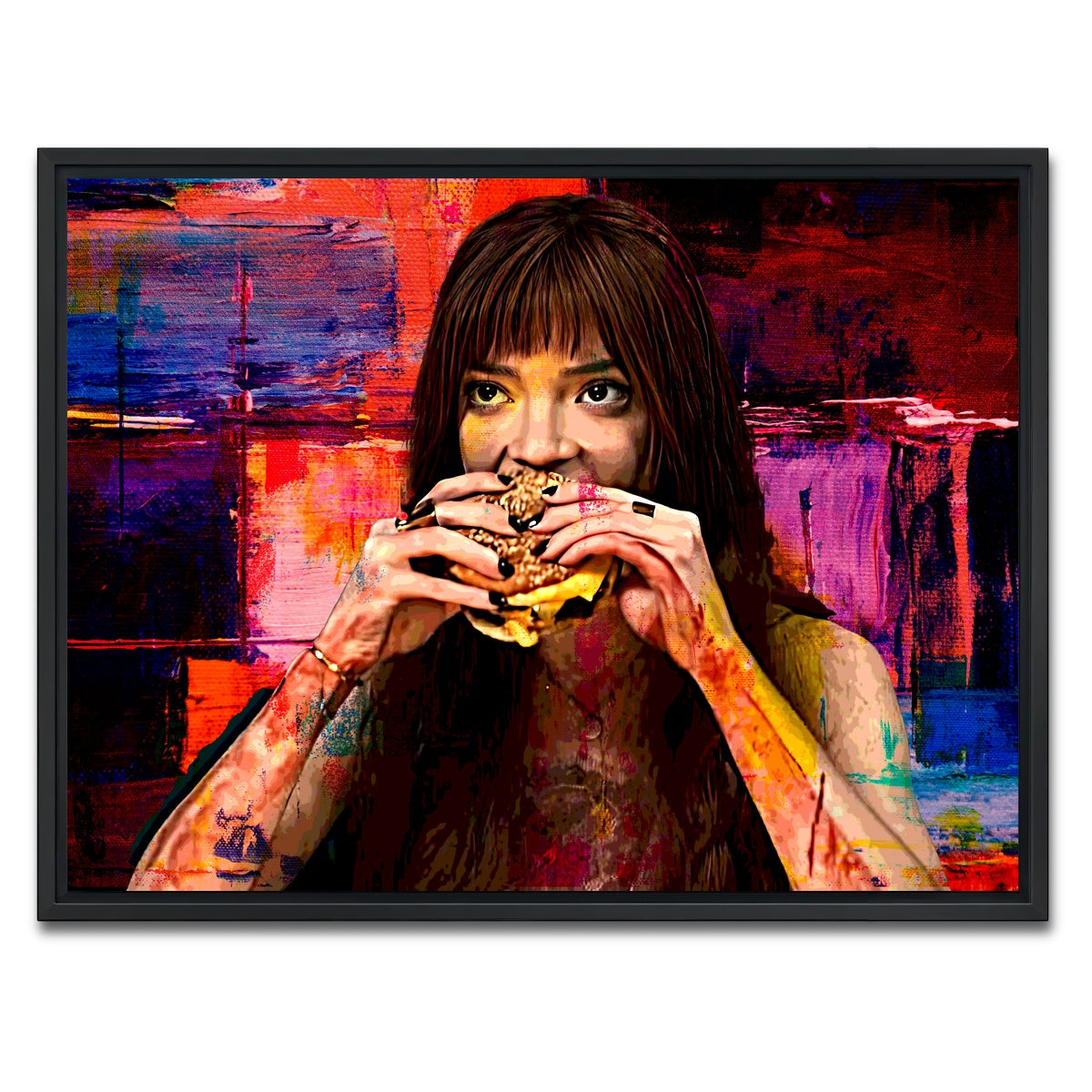 AUTO-MOCKUP WHITE | The Menu Cheeseburger | 1 Piece | Black Framed Canvas | group=4x3