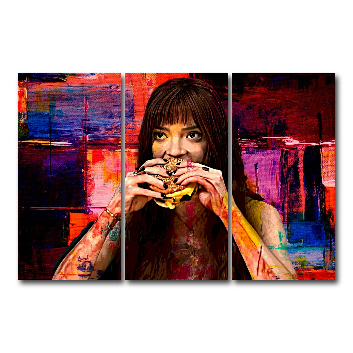 AUTO-MOCKUP WHITE | The Menu Cheeseburger | 3 Piece | Gallery Wrap Canvas | group=12x24