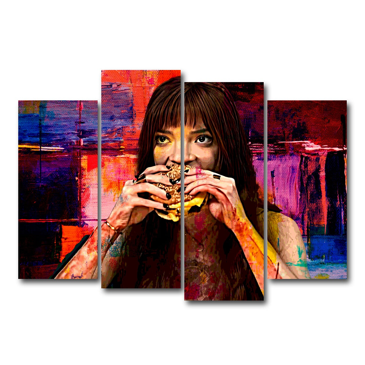 AUTO-MOCKUP WHITE | The Menu Cheeseburger | 4 Piece | Gallery Wrap Canvas | group=4_normal