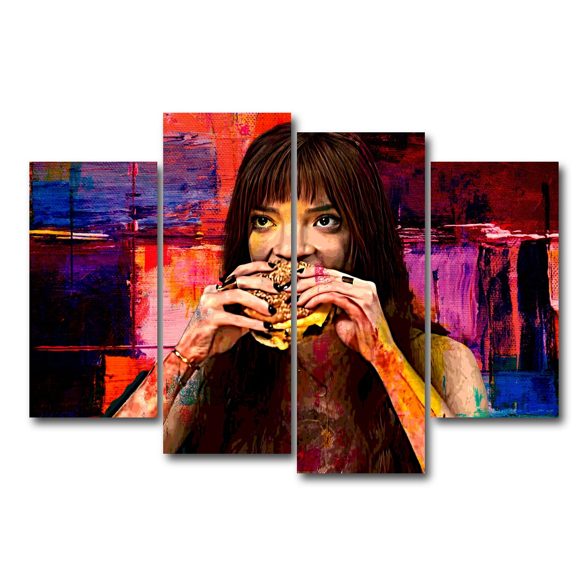 AUTO-MOCKUP WHITE | The Menu Cheeseburger | 4 Piece | Gallery Wrap Canvas | group=4_short