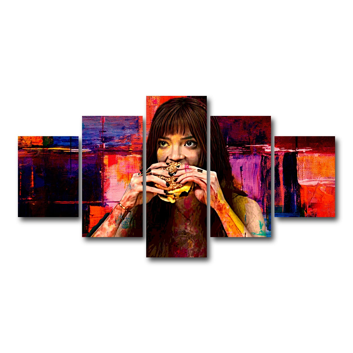 AUTO-MOCKUP WHITE | The Menu Cheeseburger | 5 Piece | Gallery Wrap Canvas | group=5_short