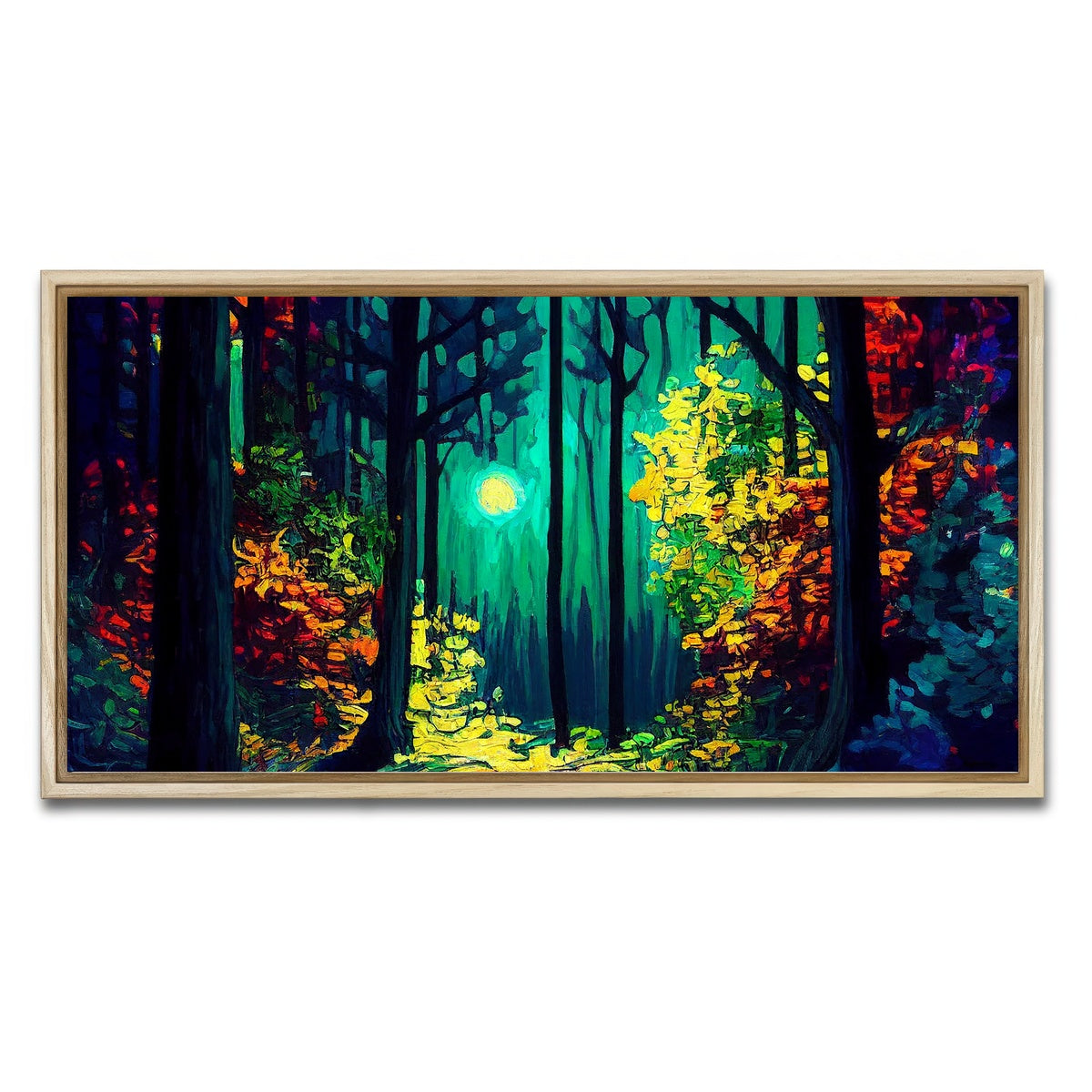 AUTO-MOCKUP WHITE | The Moon Through The Forest | 1 Piece | Natural Framed Canvas | group=2x1