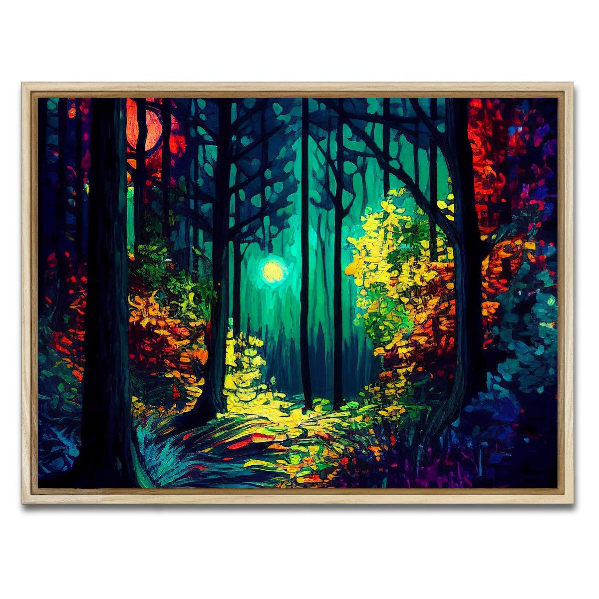 AUTO-MOCKUP WHITE | The Moon Through The Forest | 1 Piece | Natural Framed Canvas | group=4x3
