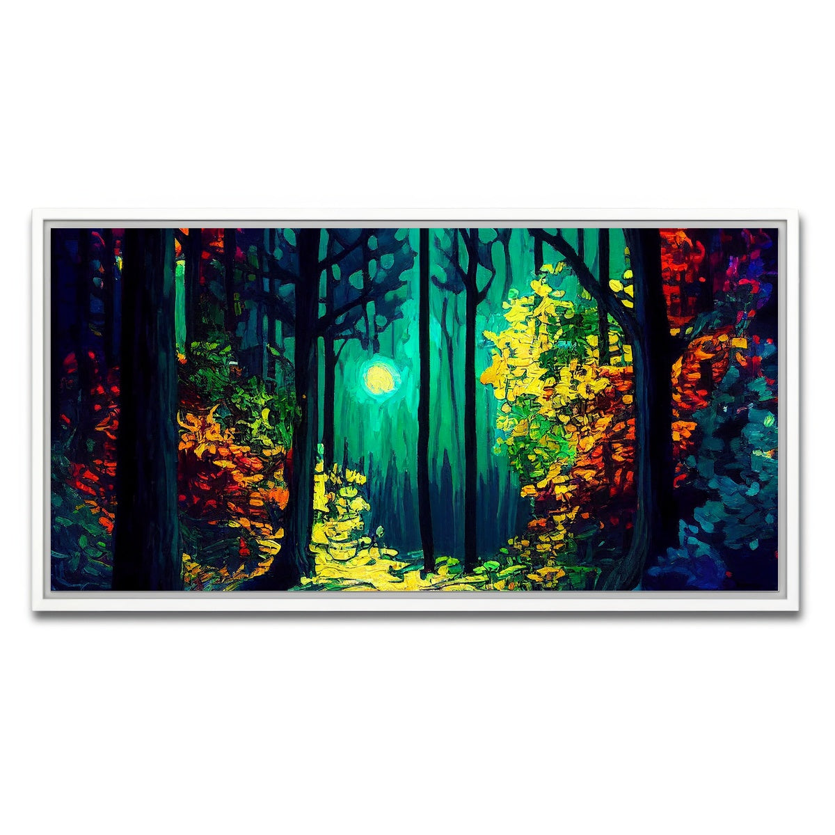 AUTO-MOCKUP WHITE | The Moon Through The Forest | 1 Piece | White Framed Canvas | group=2x1