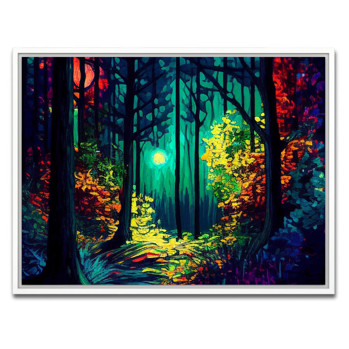 AUTO-MOCKUP WHITE | The Moon Through The Forest | 1 Piece | White Framed Canvas | group=4x3