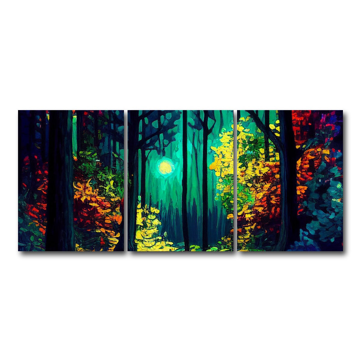 AUTO-MOCKUP WHITE | The Moon Through The Forest | 3 Piece | Gallery Wrap Canvas | group=18x24