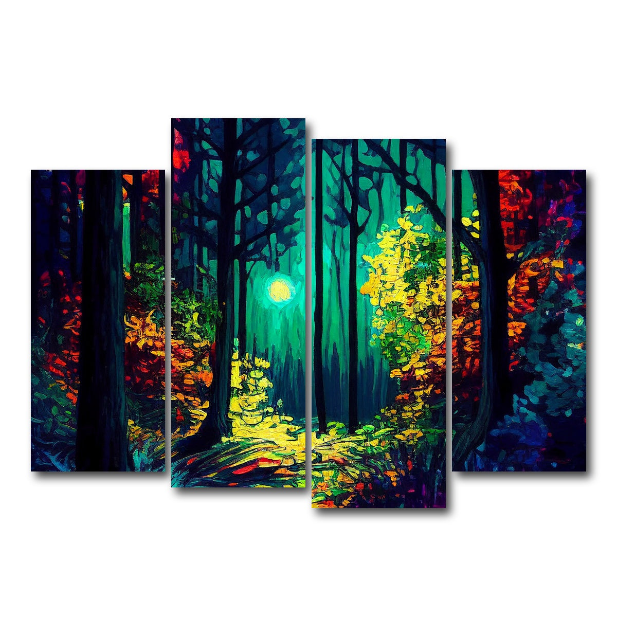 AUTO-MOCKUP WHITE | The Moon Through The Forest | 4 Piece | Gallery Wrap Canvas | group=4_normal