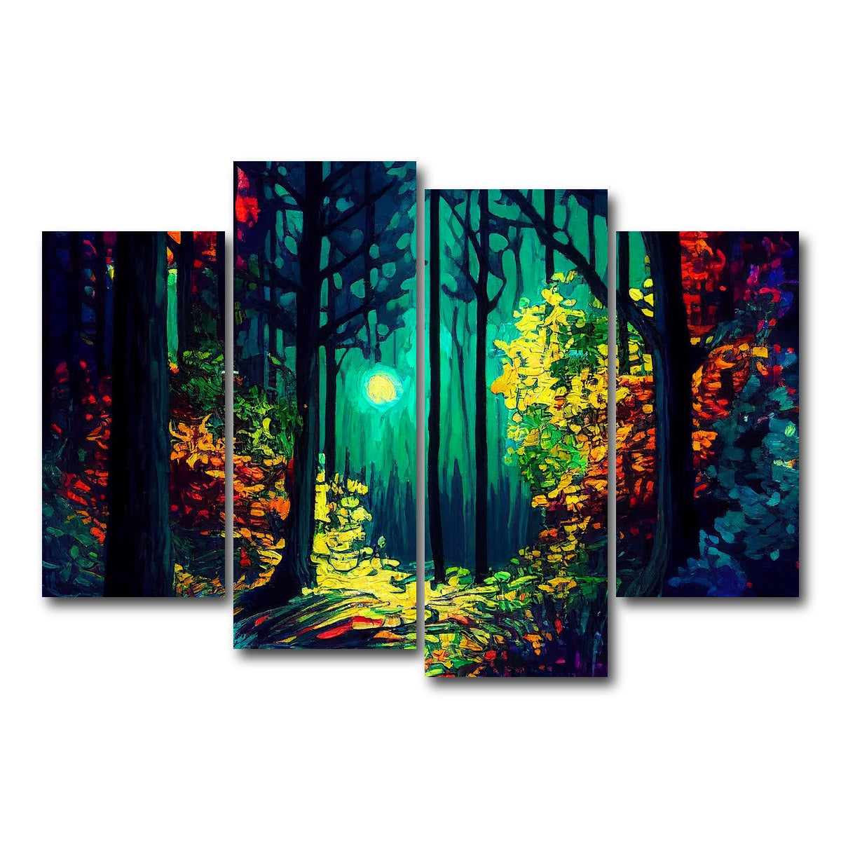 AUTO-MOCKUP WHITE | The Moon Through The Forest | 4 Piece | Gallery Wrap Canvas | group=4_short