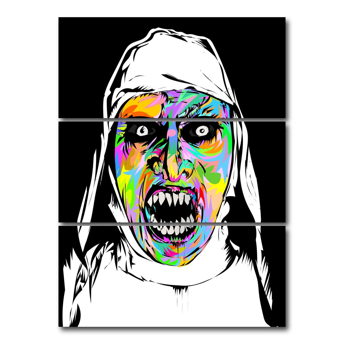 AUTO-MOCKUP WHITE | The Nun Color | 3 Piece | Gallery Wrap Canvas | group=8x18_stacked