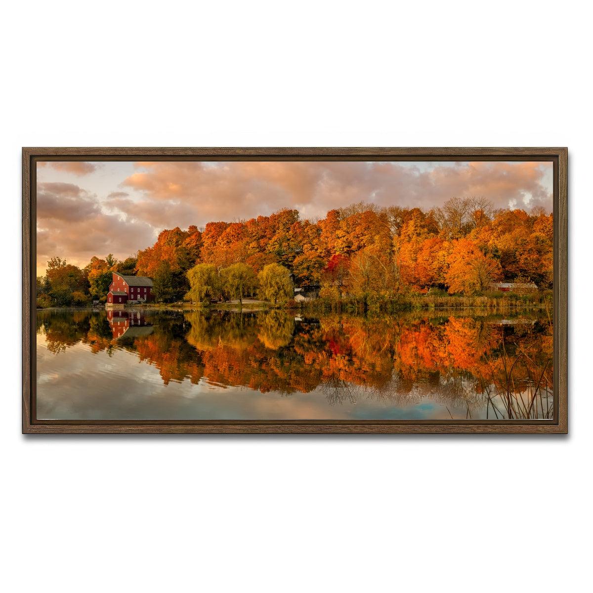 AUTO-MOCKUP WHITE | The O'l Red Mill | 1 Piece | Walnut Framed Canvas | group=2x1