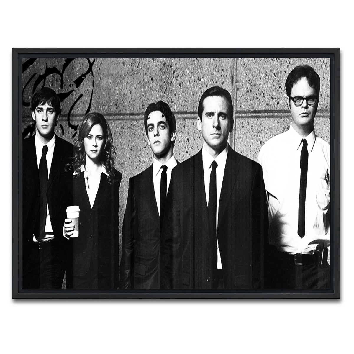 AUTO-MOCKUP WHITE | The Office Grayscale | 1 Piece | Black Framed Canvas | group=4x3
