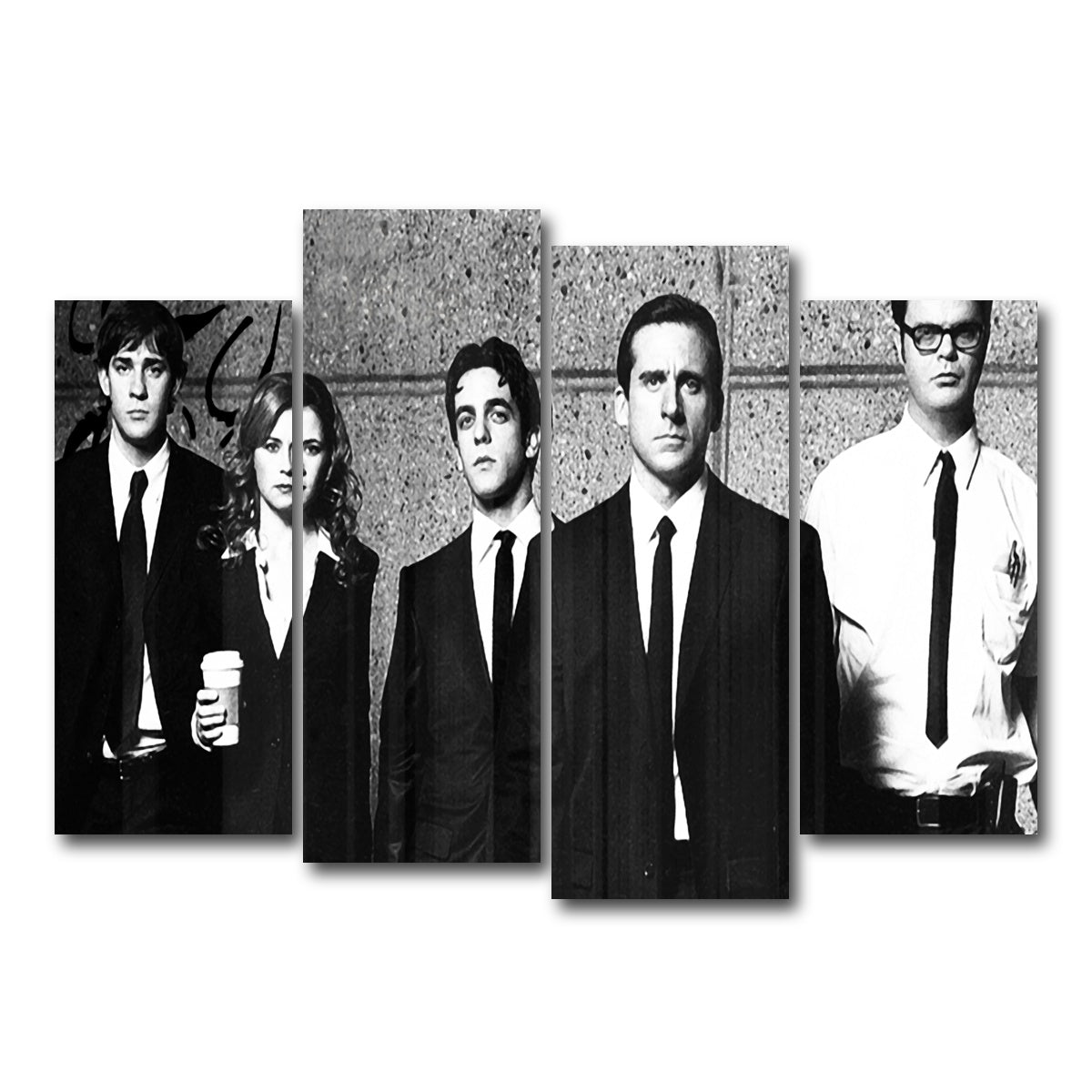 AUTO-MOCKUP WHITE | The Office Grayscale | 4 Piece | Gallery Wrap Canvas | group=4_normal